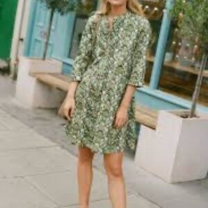 Tuckernuck Sage Deco Damask Royal Shirt Dress